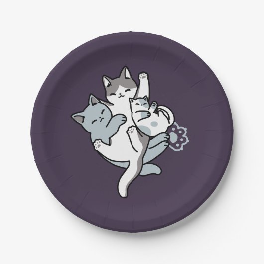 Assiettes En Carton Brosse à lait - Chats à couchage mignon (Devant)