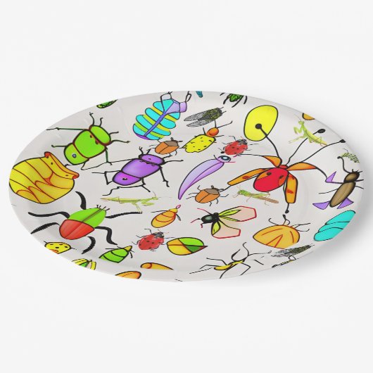 Assiettes En Carton Brouilles et insectes étranges (Angle)