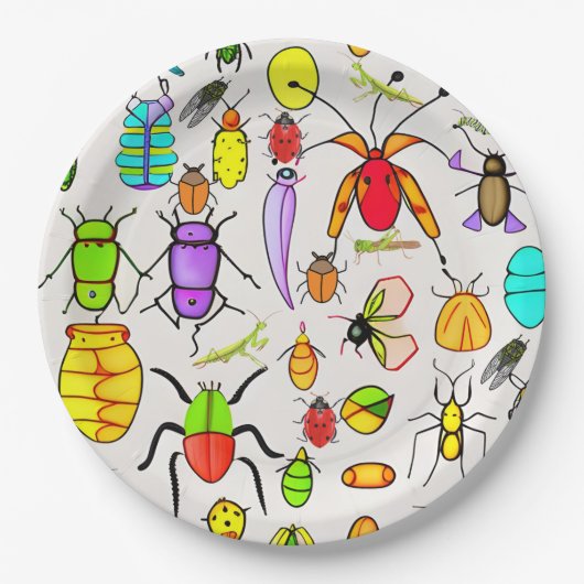 Assiettes En Carton Brouilles et insectes étranges (Devant)
