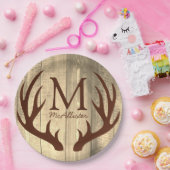 Assiettes En Carton Brow Deer Antlers Rustique Bois ancien (Fête)