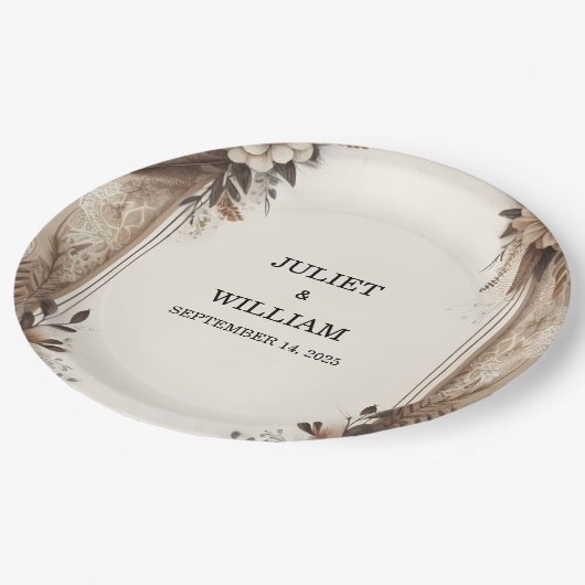 Assiettes En Carton Brown Automne Bois Paperie Recyclé Mariage papier (Angle)