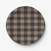 Assiettes En Carton Brown Black En vichy Buffalo Plaid Farming (Devant)
