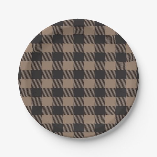 Assiettes En Carton Brown Black En vichy Buffalo Plaid Farming (Devant)