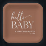 Assiettes En Carton Brown Boho Bohemian Hello Baby shower bébé<br><div class="desc">Ce sont Brown Boho Bohemian Hello Baby Baby shower Plaques de papier!</div>