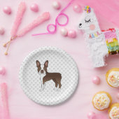 Assiettes En Carton Brown Boston Terrier mignon caricature Chien et pa (Fête)