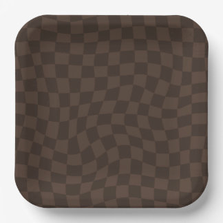 Assiettes En Carton Brown Checkered Paper Plates - 9in
