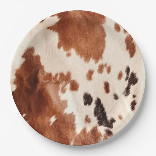 Assiettes En Carton Brown Cream Southwest Cowhide (Devant)
