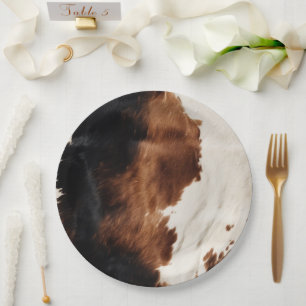 Assiettes En Carton Brown Crème Noir Vache du Sud-Ouest