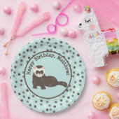 Assiettes En Carton Brown Ferret Mint Green Polka Dot Party (Fête)