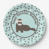 Assiettes En Carton Brown Ferret Mint Green Polka Dot Party (Devant)