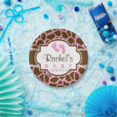 Assiettes En Carton Brown, Giraffe rose Baby shower Poster de animal (Fête)