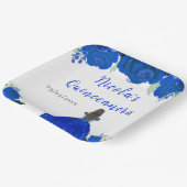 Assiettes En Carton Brown Hair Princess Blue Floral Quinceanera (Angulaire)