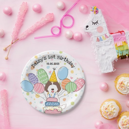 Assiettes En Carton Brown Labradoodé Chien Plaques papier d'anniversai (Fête)