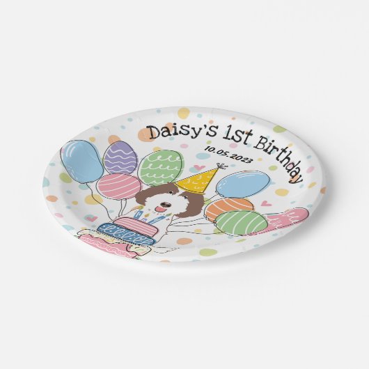 Assiettes En Carton Brown Labradoodé Chien Plaques papier d'anniversai (Angle)