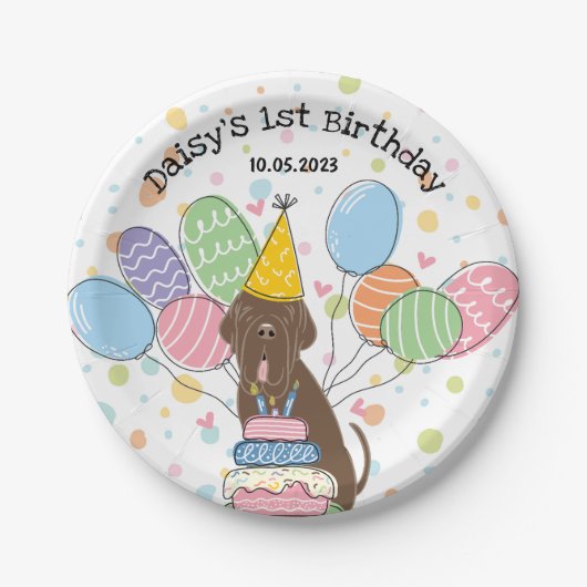 Assiettes En Carton Brown Napolitain Mastiff Chien fête d'anniversaire (Devant)