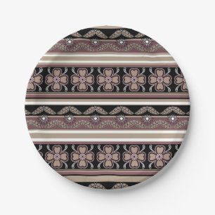 Assiettes En Carton Brown noir mexicaine bandes ornementales
