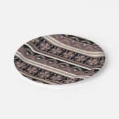 Assiettes En Carton Brown noir mexicaine bandes ornementales (Angle)