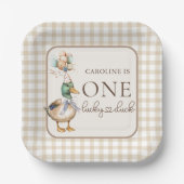 Assiettes En Carton Brown One Lucky Duck Balloon 1er anniversaire (Recto)