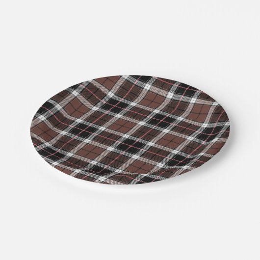 Assiettes En Carton Brown Plaid (Angle)