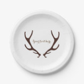 Assiettes En Carton Brown Rustic Antlers Mariage Réception (Devant)