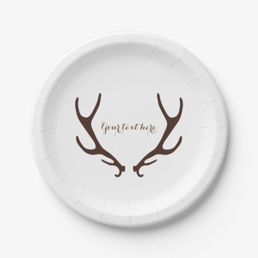 Assiettes En Carton Brown Rustic Antlers Mariage Réception (Devant)