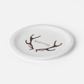 Assiettes En Carton Brown Rustic Antlers Mariage Réception (Angle)