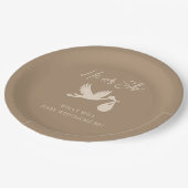 Assiettes En Carton Brown Stork Baby Delivery He or She Gender Reveal (Angle)