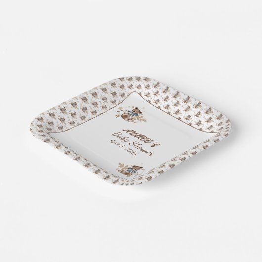 Assiettes En Carton Brown Teddy Bear C'est un garçon ! Serviettes de d (Angulaire)