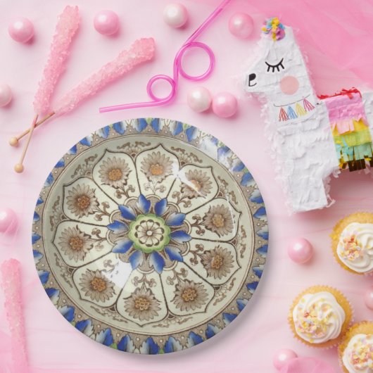 Assiettes En Carton Brownfield Chypre 19C polychrome 9" plaque à (Fête)