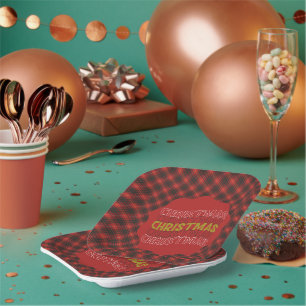 Assiettes En Carton Bruce Moderne Tartan de Clan Écossais Noël