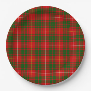 Assiettes En Carton Bruce tartan rouge vert plaid