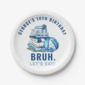 Assiettes En Carton BRUH Blue Pool Party Boy Anniversaire (Devant)