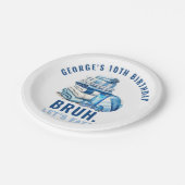 Assiettes En Carton BRUH Blue Pool Party Boy Anniversaire (Angle)