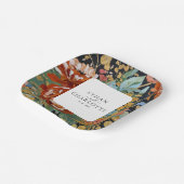 Assiettes En Carton Brûlé Orange Peonies Floral Peinture Or Mariage (Angulaire)