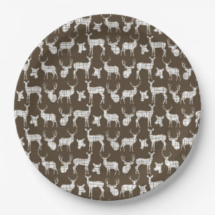 Assiettes En Carton Brun avec les plaques à papier de cerfs communs