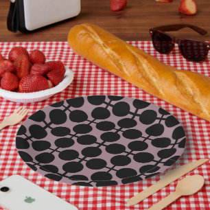 Assiettes En Carton brun noir poka dot vérifier la mode motif