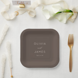 Assiettes En Carton Brun Typographique Élégant