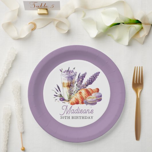 Assiettes En Carton Brunch d'anniversaire Aquarelle Macarons et Croiss (Mariage)