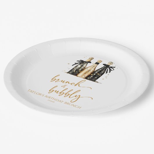 Assiettes En Carton Brunch et Bubbly Champagne Anniversaire Brunch (Angle)