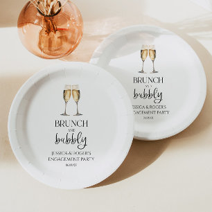 Assiettes En Carton Brunch et bulles de fête de fiançailles Brunch