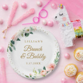 Assiettes En Carton Brunch Floral et Bubbly Teint Doré (Fête)