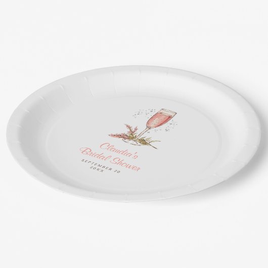 Assiettes En Carton Brunch Mousseux Enterrement de Vie de Jeune Fille (Angle)