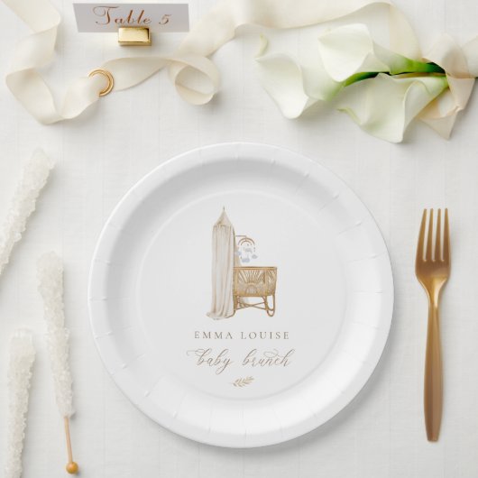 Assiettes En Carton Brunch Neutral Boho Baby (Mariage)