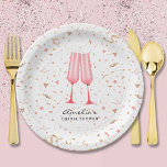 Assiettes En Carton Brunch rose et Fête des mariées mousseuse<br><div class="desc">Deux flûtes en verre rose sur un arrière - plan de confettis rose et or,  ces assiettes en papier sont parfaites pour un brunch nuptial avec douche et un thème bubby. CORRESPONDANCE d'objets dans notre collection.</div>