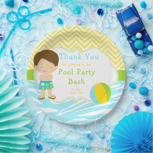 Assiettes En Carton Brunette Hair Pool Party Bash Party (Fête)