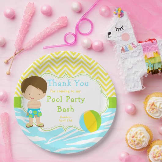 Assiettes En Carton Brunette Hair Pool Party Bash Party (Fête)