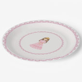 Assiettes En Carton Brunette Princess Pink Lace Enchantant (Angle)