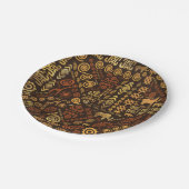Assiettes En Carton Bruns africains ethniques et or #12 de modèle (Angle)