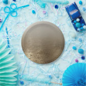 Assiettes En Carton Brush doré Or Élégance moderne (Fête)