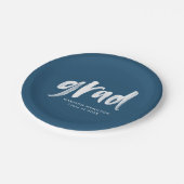 Assiettes En Carton Brush Script Marine Graduation (Angle)